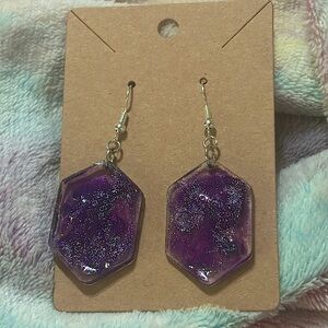 Purple Swirl and Glitter Earrings